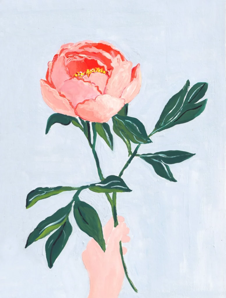 Pivoine à peindre à la gouache attachment 67dd0c14181e2e54878644f2