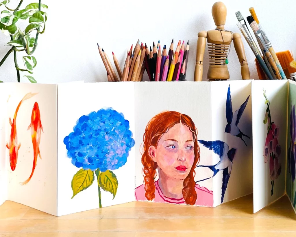 Jardin intérieur : un Leporello peint à la gouache attachment 6a5e0c354fd8a356f3f26b3f